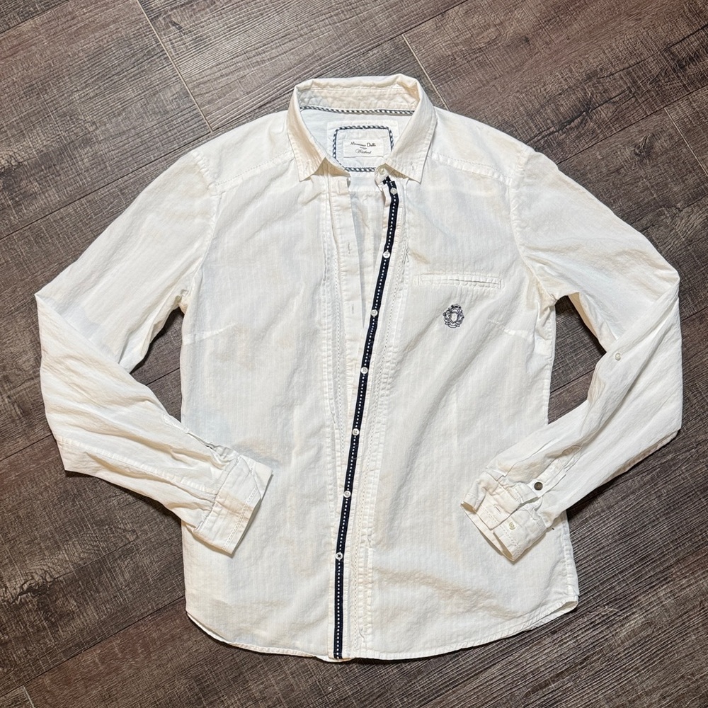 Massimo Dutti White Button Down Shirt with Zipper Detail